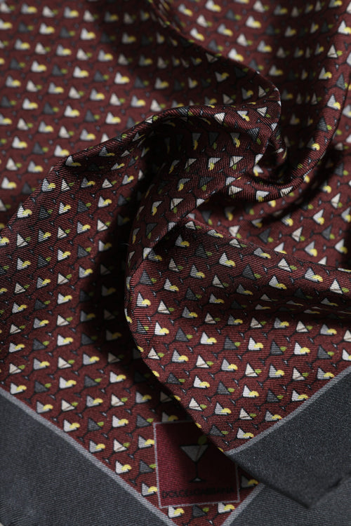 Dolce & Gabbana Maroon Cocktail Silk Square Foulard Scarf - ClickThatClicks 