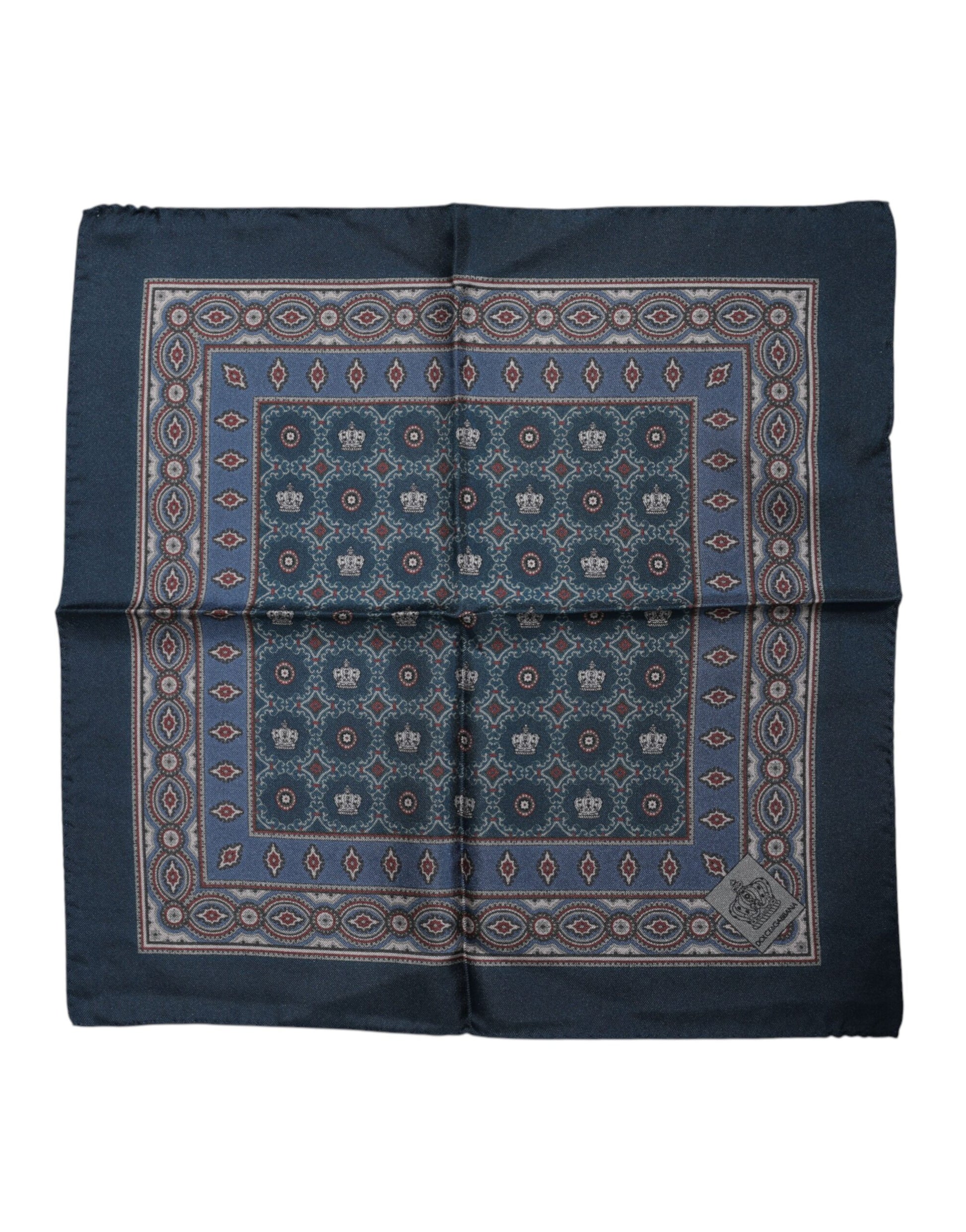 Dolce & Gabbana Blue Printed Silk Square Men Foulard Scarf - ClickThatClicks 