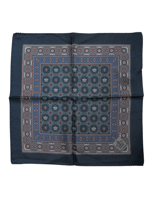 Dolce & Gabbana Blue Printed Silk Square Men Foulard Scarf - ClickThatClicks 