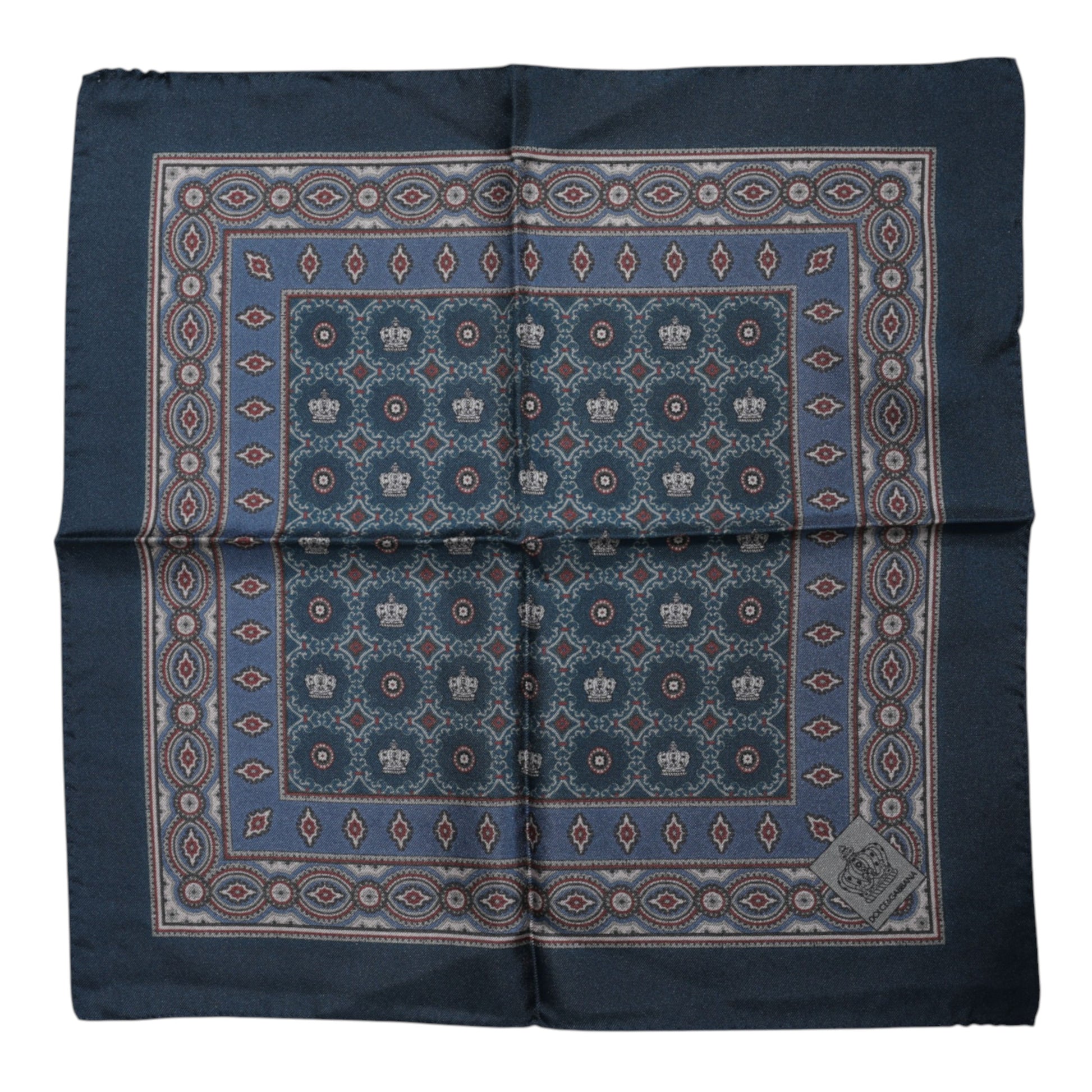 Dolce & Gabbana Blue Printed Silk Square Men Foulard Scarf - ClickThatClicks 