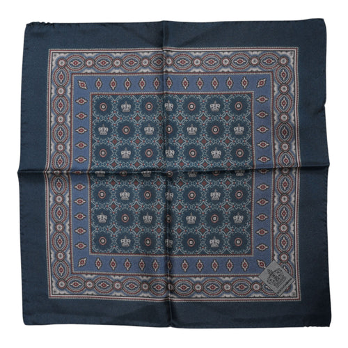Dolce & Gabbana Blue Printed Silk Square Men Foulard Scarf - ClickThatClicks 