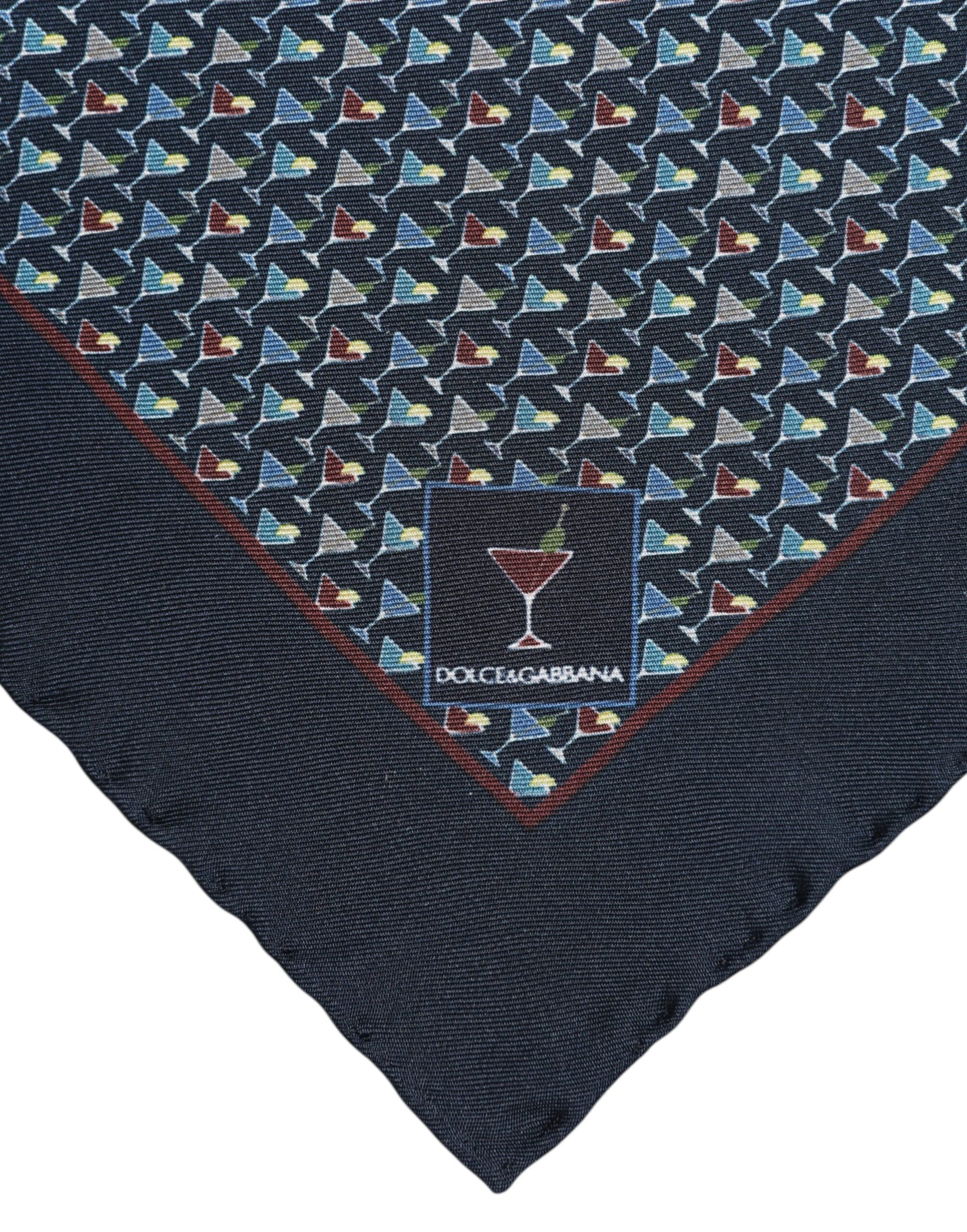 Dolce & Gabbana Blue Cocktail Silk Square Foulard Scarf - ClickThatClicks 
