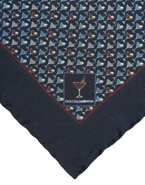 Dolce & Gabbana Blue Cocktail Silk Square Foulard Scarf - ClickThatClicks 