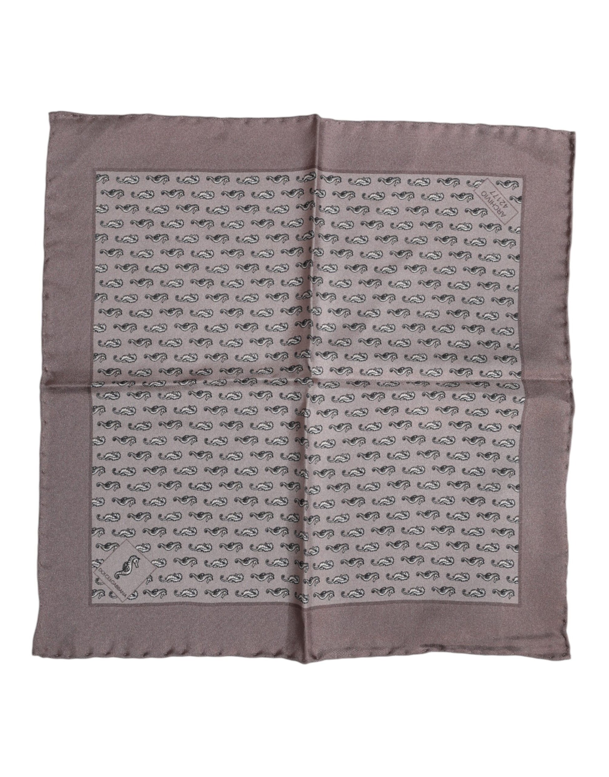 Dolce & Gabbana Brown Sea Horse Silk Square Foulard Scarf - ClickThatClicks 