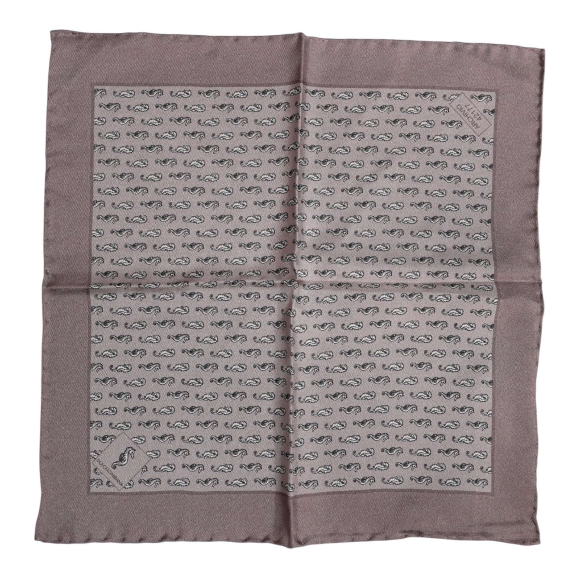 Dolce & Gabbana Brown Sea Horse Silk Square Foulard Scarf - ClickThatClicks 