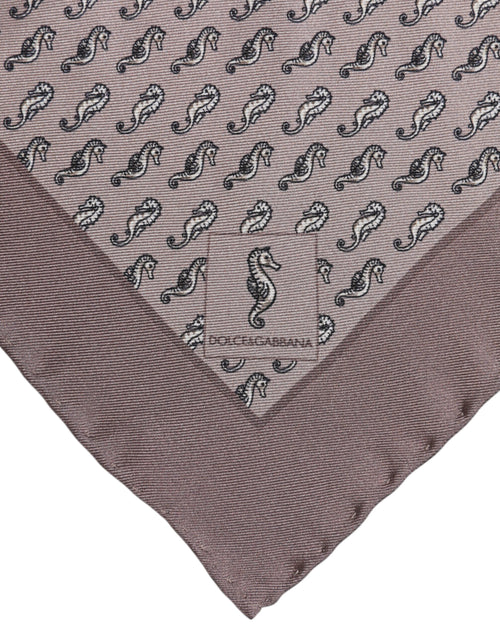 Dolce & Gabbana Brown Sea Horse Silk Square Foulard Scarf - ClickThatClicks 