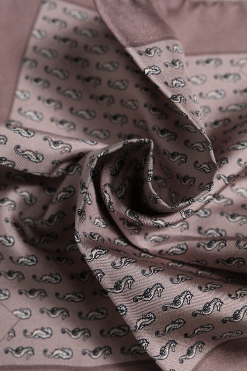 Dolce & Gabbana Brown Sea Horse Silk Square Foulard Scarf - ClickThatClicks 
