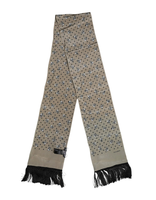 Dolce & Gabbana Gray Skulls Silk Fringes Men Foulard Scarf - ClickThatClicks 