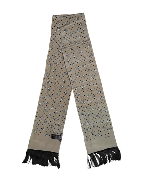 Dolce & Gabbana Gray Skulls Silk Fringes Men Foulard Scarf - ClickThatClicks 