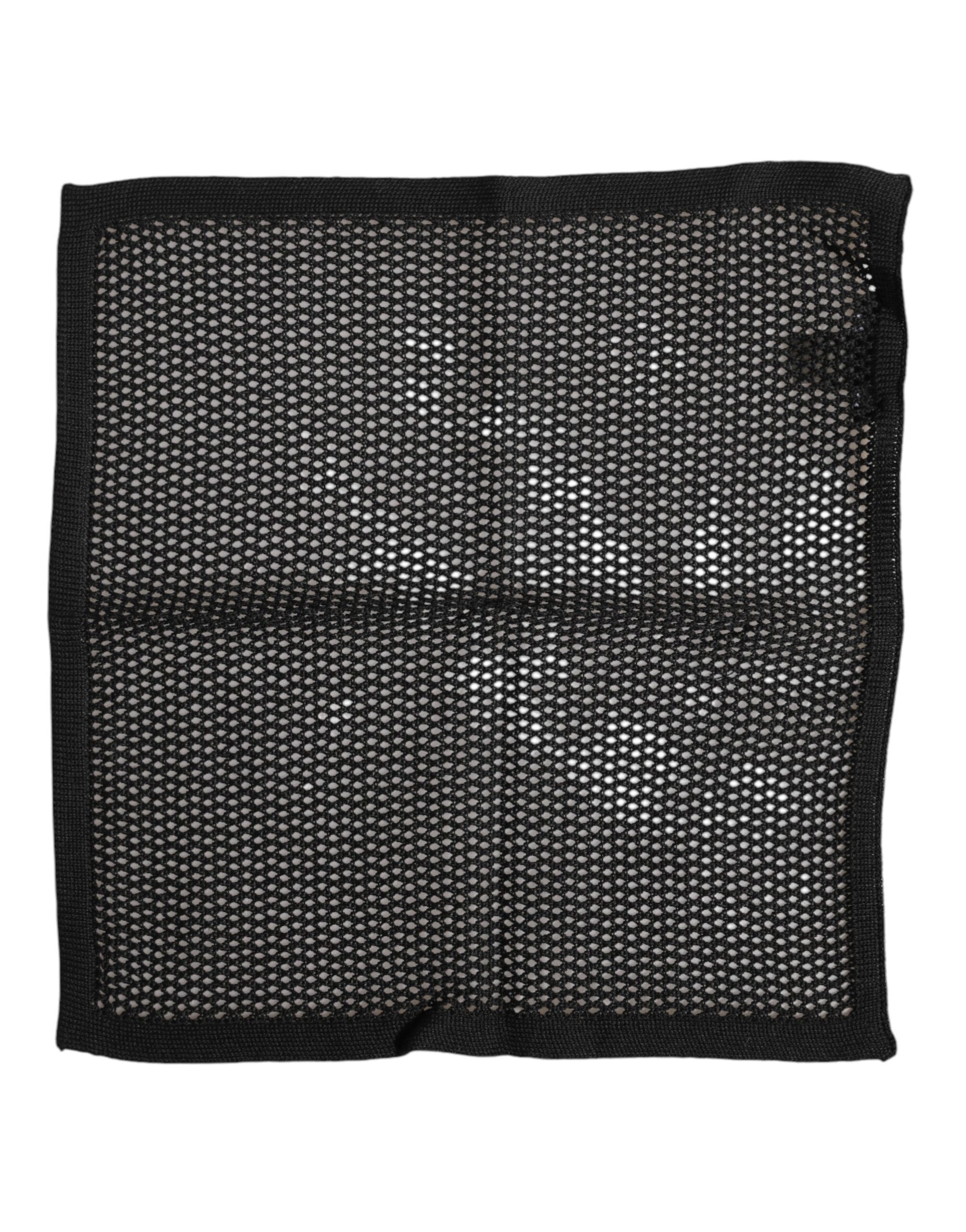 Dolce & Gabbana Black Patterned Cotton Square Foulard Scarf - ClickThatClicks 