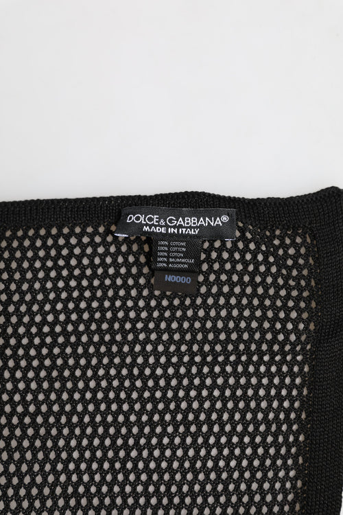 Dolce & Gabbana Black Patterned Cotton Square Foulard Scarf - ClickThatClicks 