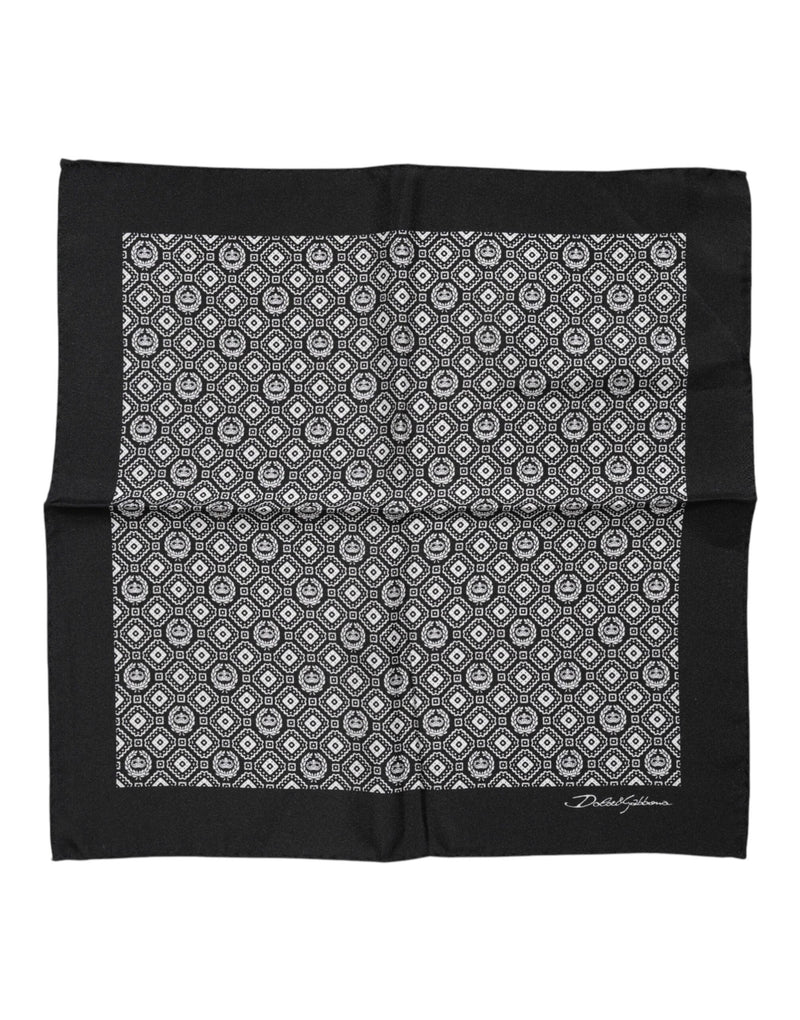 Dolce & Gabbana Black White Patterned Square Foulard Scarf