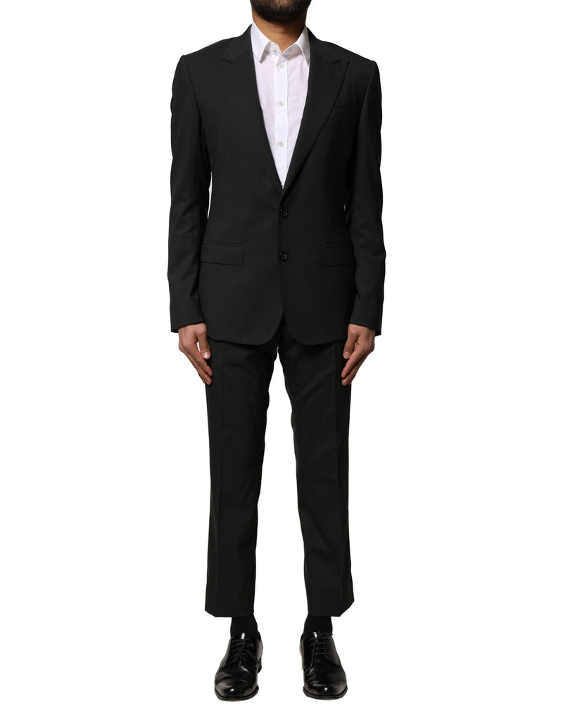 Dolce & Gabbana Black Wool 2 Piece Single Breasted Suit