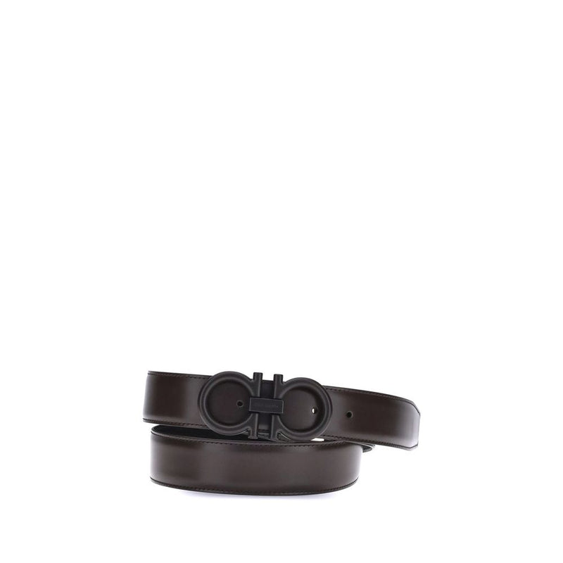 Ferragamo Black Calf Leather Bos Taurus Regular Belt