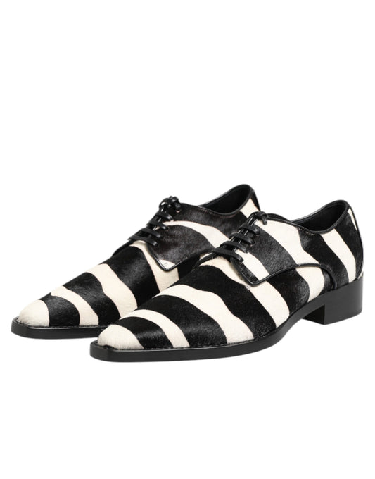 Dolce & Gabbana Black White Zebra Pony Fur Dress Shoes - ClickThatClicks 