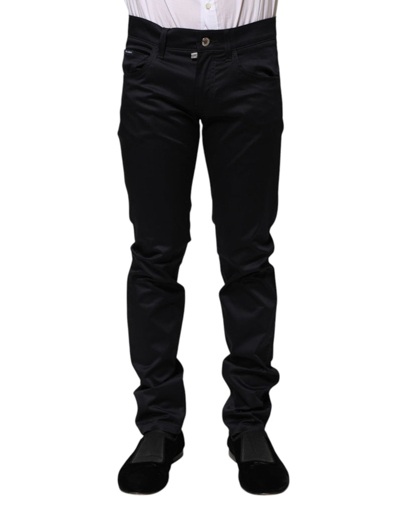 Dolce & Gabbana Black Cotton Skinny Mid Waist Pants