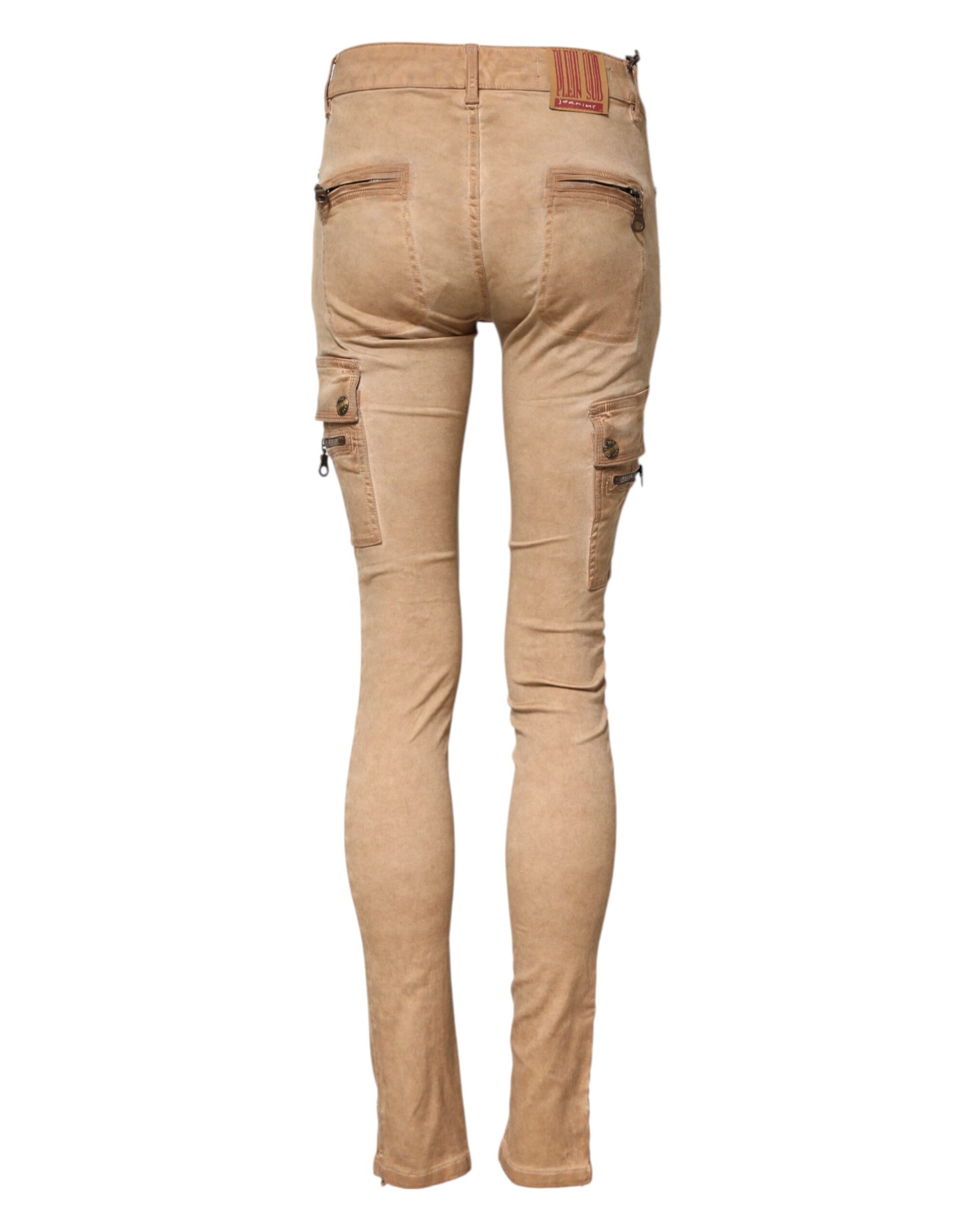 PLEIN SUD Brown Cotton Mid Waist Skinny Denim Jeans - ClickThatClicks 