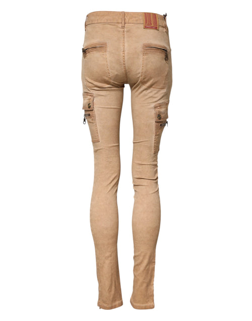 PLEIN SUD Brown Cotton Mid Waist Skinny Denim Jeans - ClickThatClicks 
