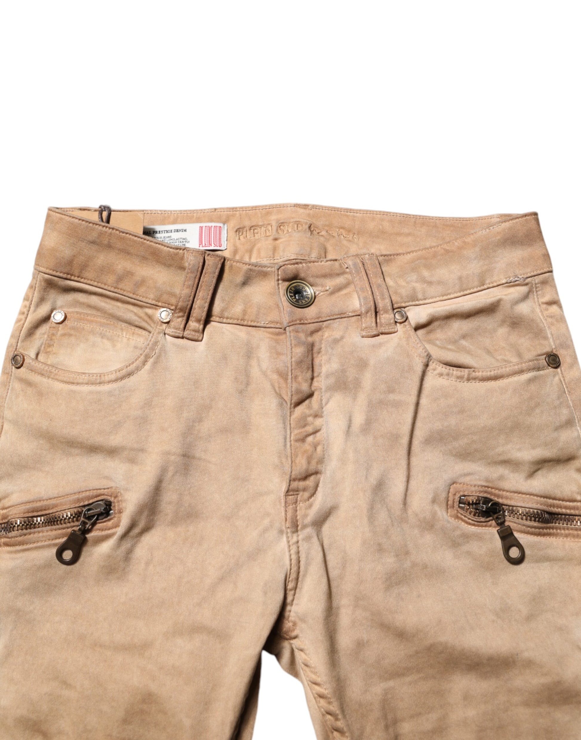 PLEIN SUD Brown Cotton Mid Waist Skinny Denim Jeans - ClickThatClicks 