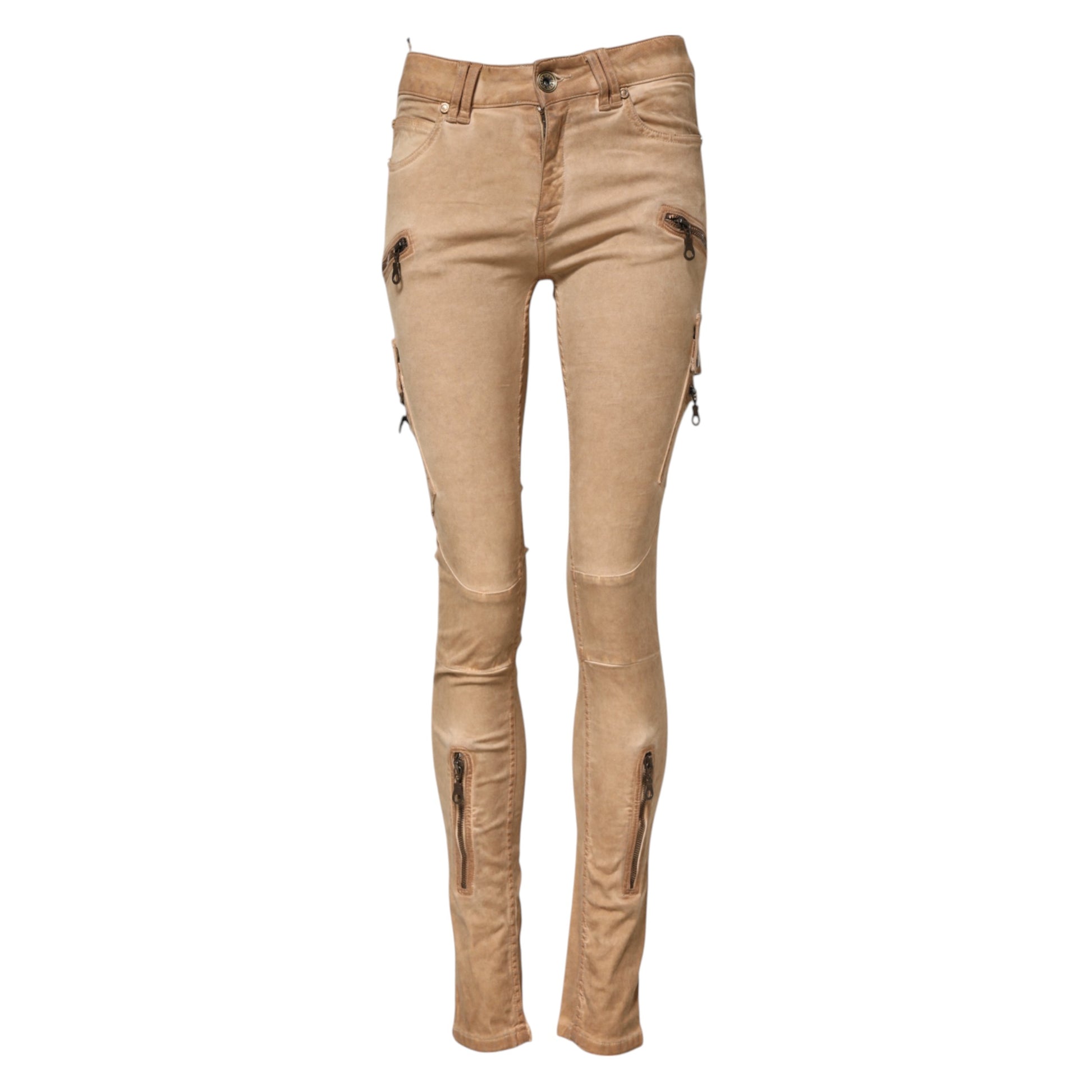 PLEIN SUD Brown Cotton Mid Waist Skinny Denim Jeans - ClickThatClicks 