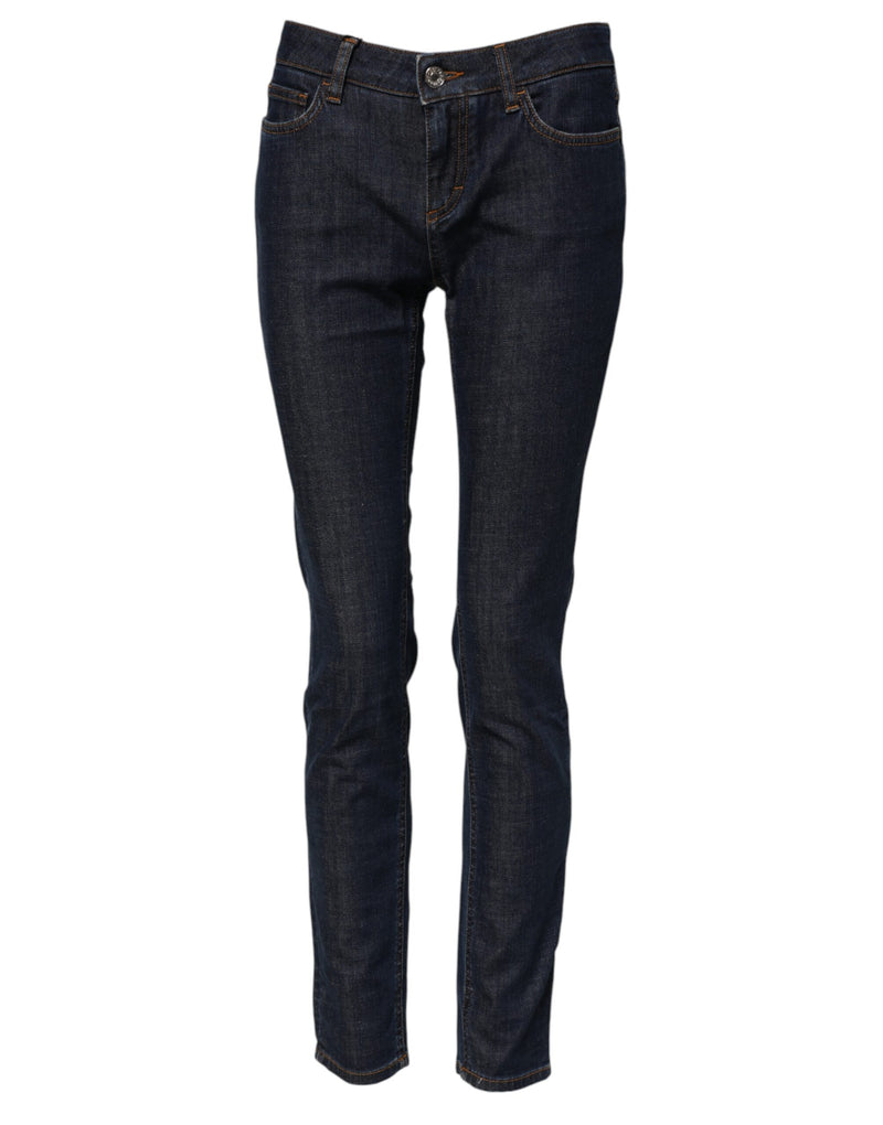 Dolce & Gabbana Blue Skinny Cotton Mid Waisted Denim Jeans