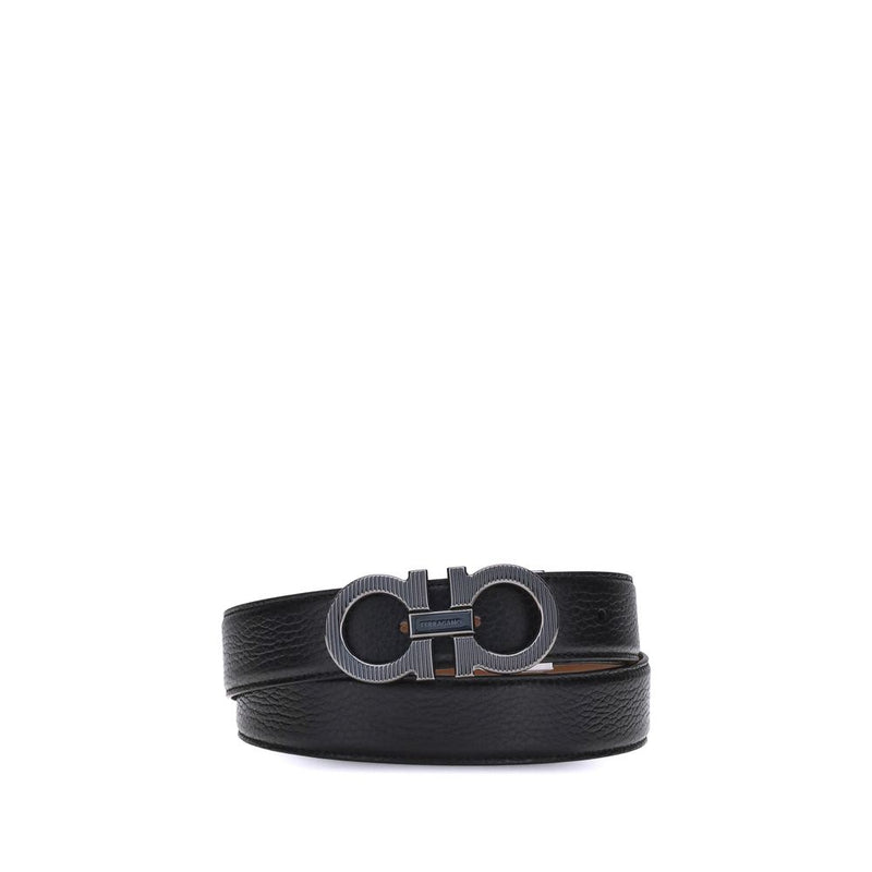 Ferragamo Black Calf Leather Bos Taurus Regular Belt