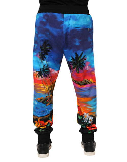Dolce & Gabbana Blue Hawaiian Print Jogger Sweatpants Pants - ClickThatClicks 
