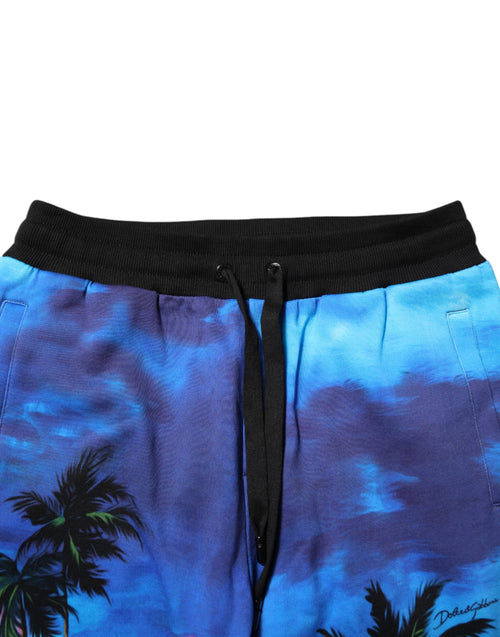 Dolce & Gabbana Blue Hawaiian Print Jogger Sweatpants Pants - ClickThatClicks 