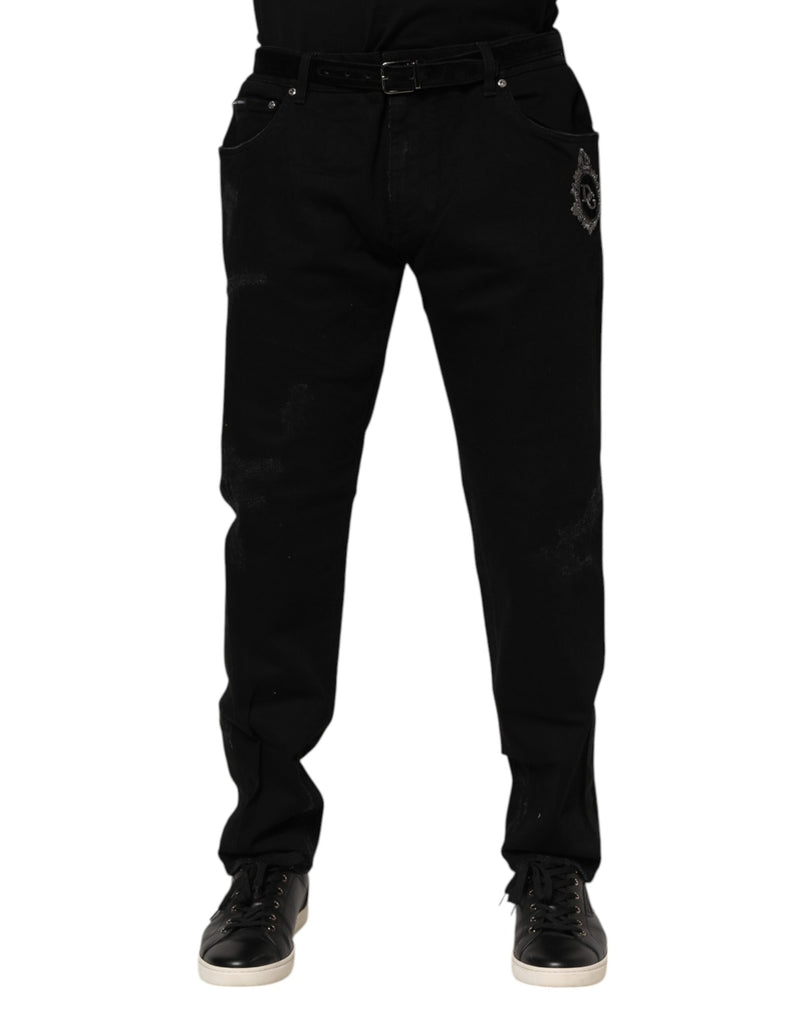 Dolce & Gabbana Black Cotton Skinny Men Denim Jeans