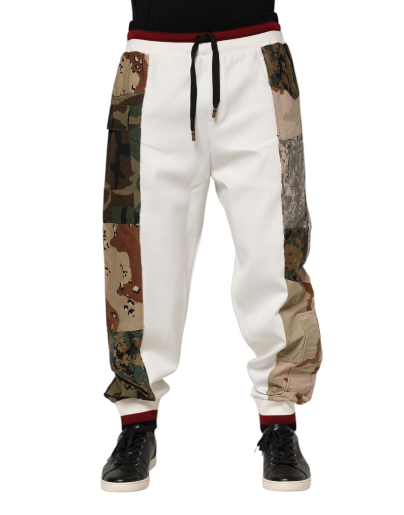 Dolce & Gabbana White Patchwork Jogger Pants