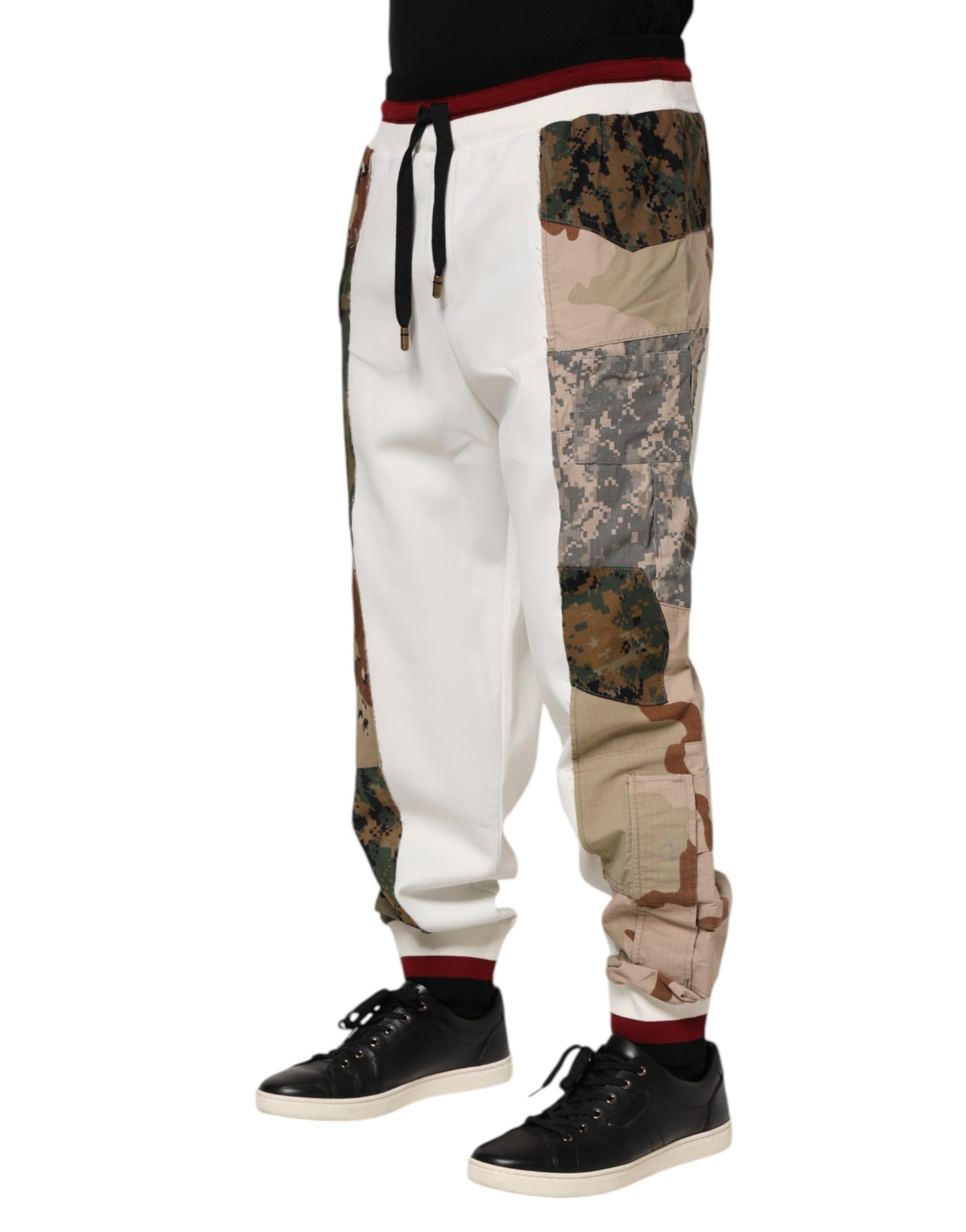 Dolce & Gabbana White Patchwork Jogger Pants - ClickThatClicks 
