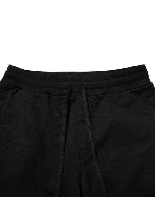 Dolce & Gabbana Black Cotton Logo Tape Men Jogger Pants - ClickThatClicks 