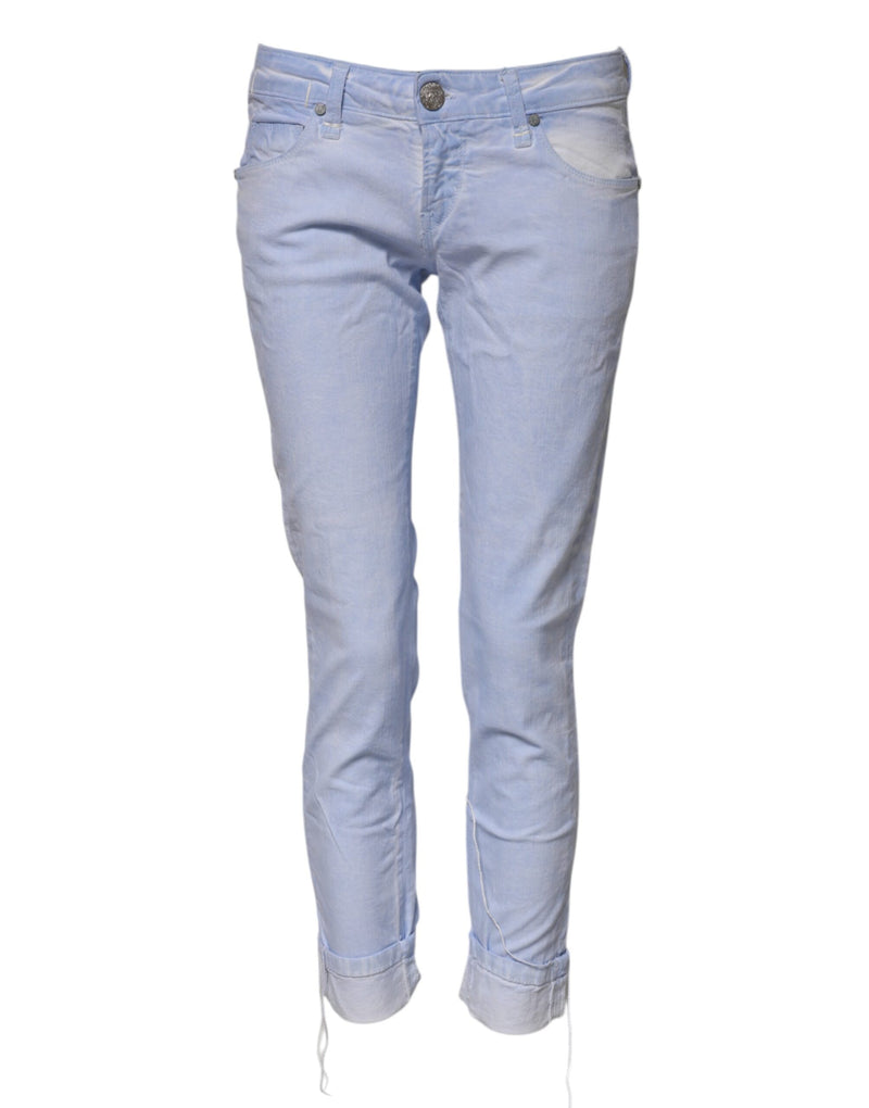 Acht Light Blue Cotton Slim Fit Denim Low Waist Denim Jeans