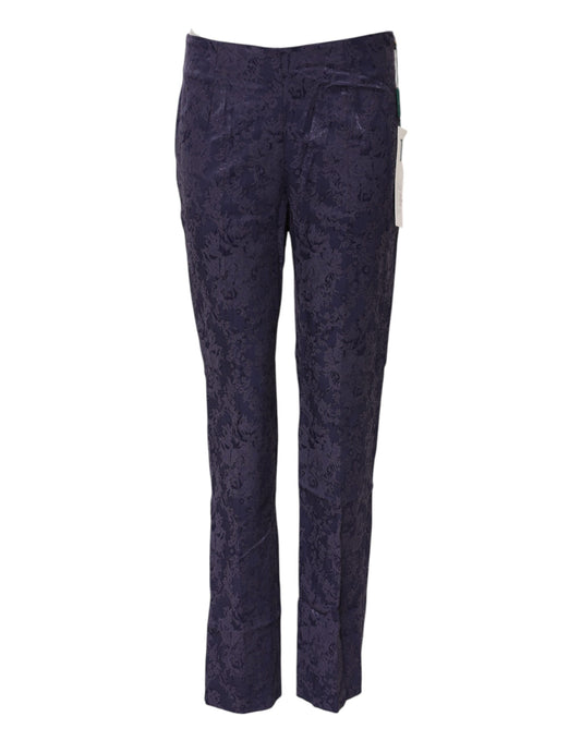 BENCIVENGA Purple Jacquard High Waisted Pants - ClickThatClicks 