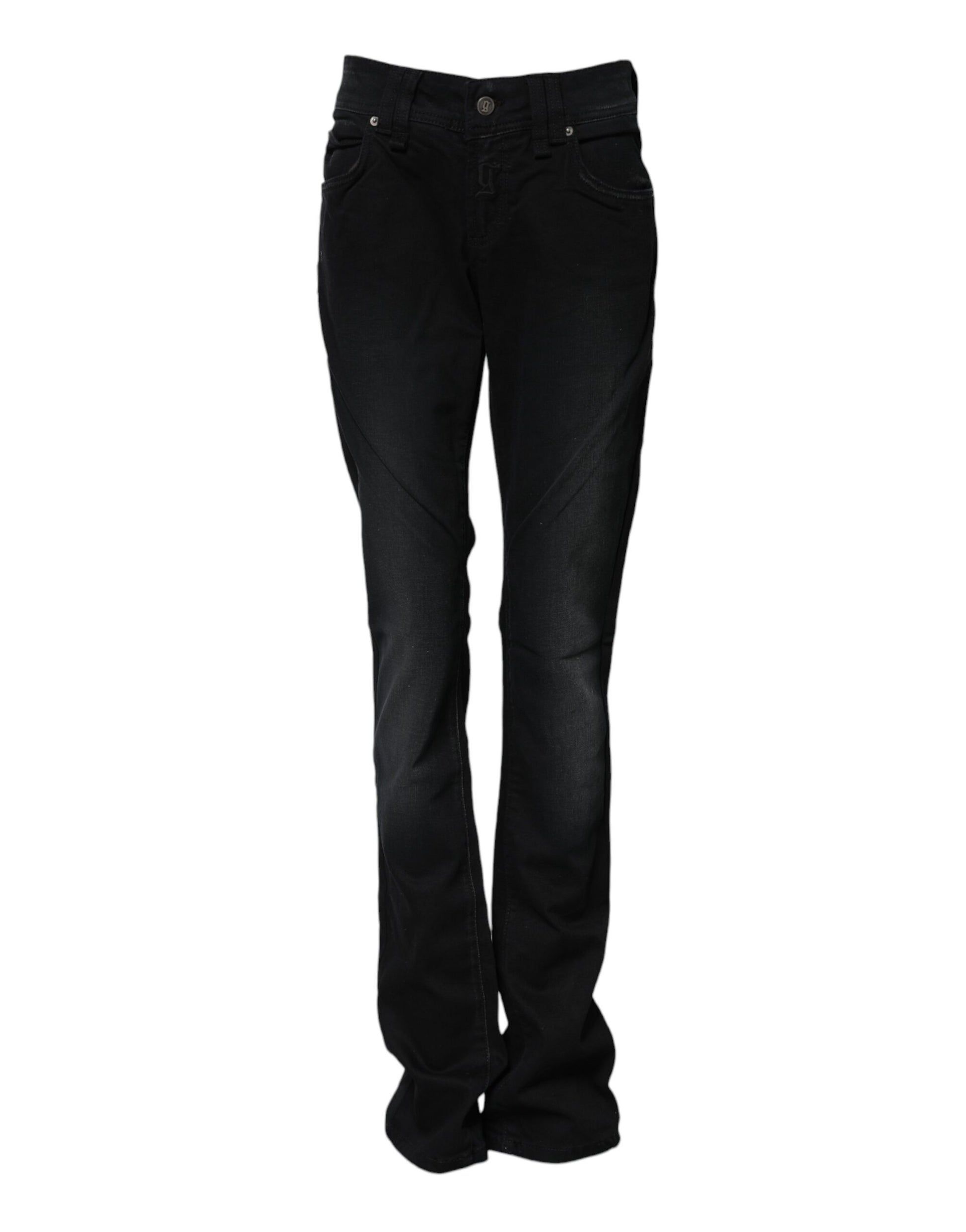 John Galliano Black Cotton Mid Waist Tapered Denim Jeans - ClickThatClicks 