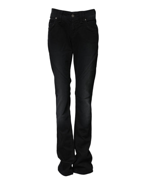 John Galliano Black Cotton Mid Waist Tapered Denim Jeans - ClickThatClicks 