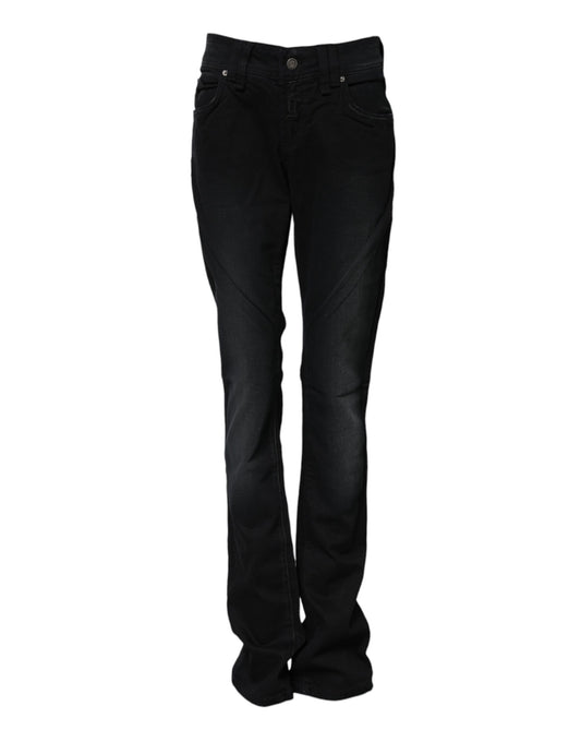 John Galliano Black Cotton Mid Waist Tapered Denim Jeans - ClickThatClicks 