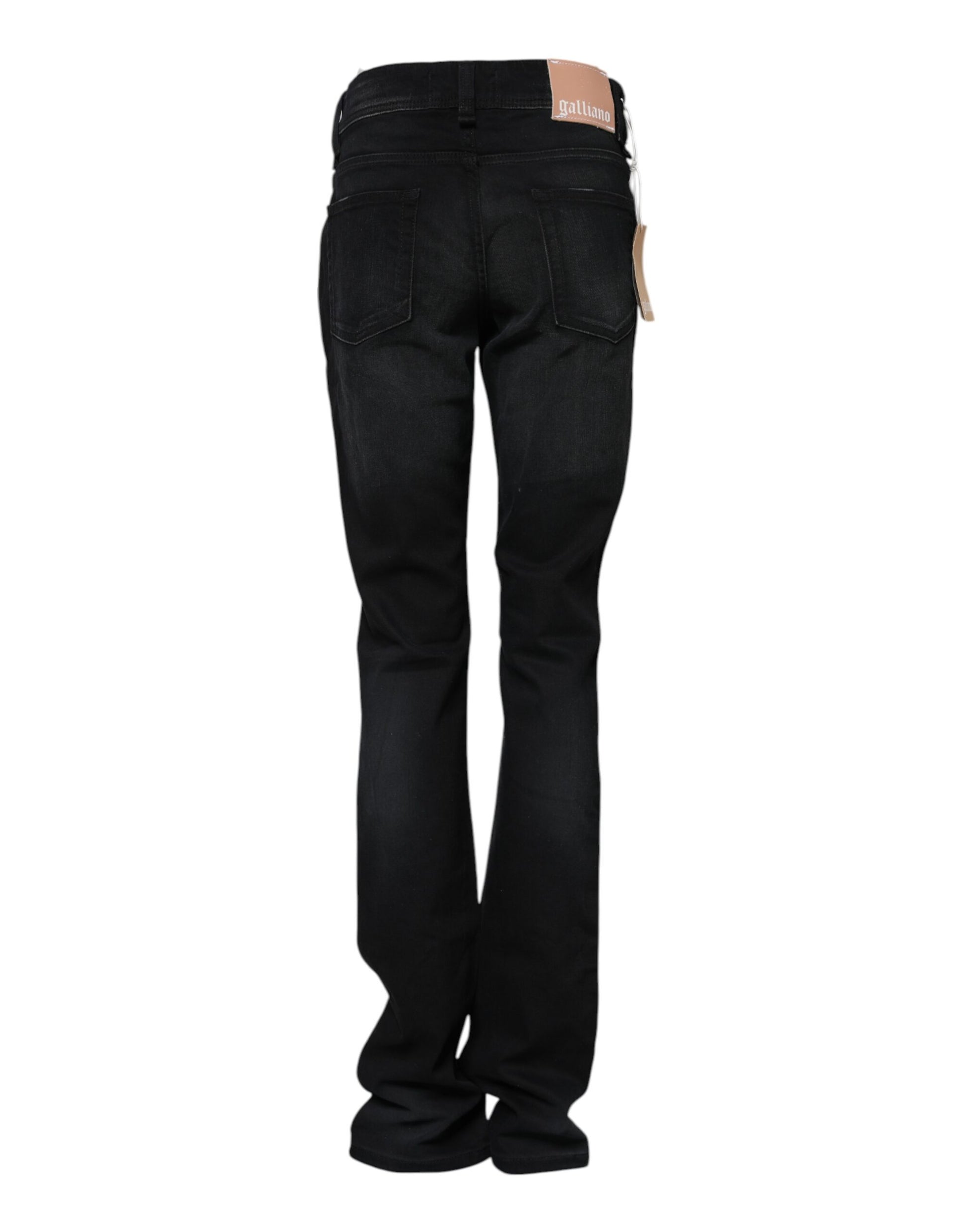 John Galliano Black Cotton Mid Waist Tapered Denim Jeans - ClickThatClicks 