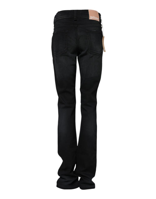 John Galliano Black Cotton Mid Waist Tapered Denim Jeans - ClickThatClicks 