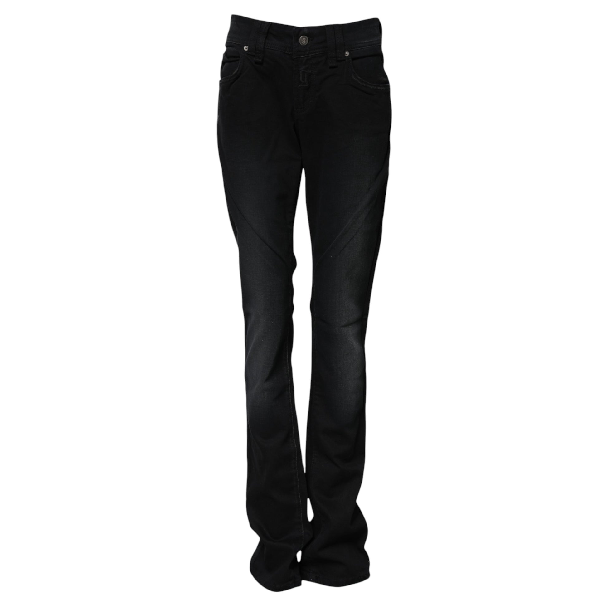 John Galliano Black Cotton Mid Waist Tapered Denim Jeans - ClickThatClicks 