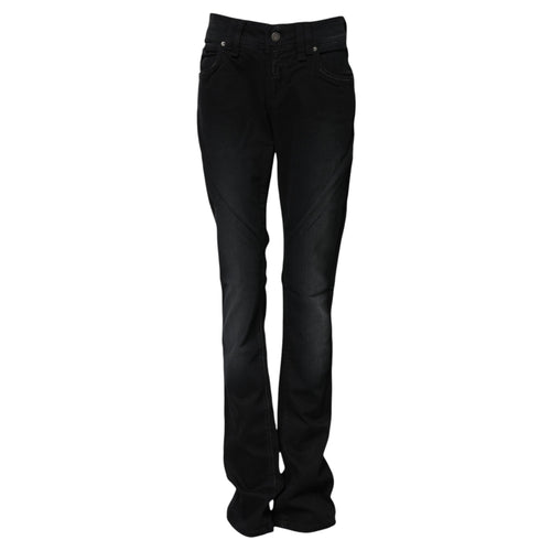 John Galliano Black Cotton Mid Waist Tapered Denim Jeans - ClickThatClicks 