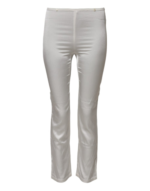 Dolce & Gabbana Ivory Silk Tapered High Waist Pants - ClickThatClicks 