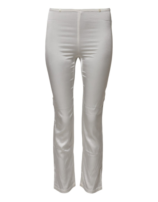 Dolce & Gabbana Ivory Silk Tapered High Waist Pants - ClickThatClicks 