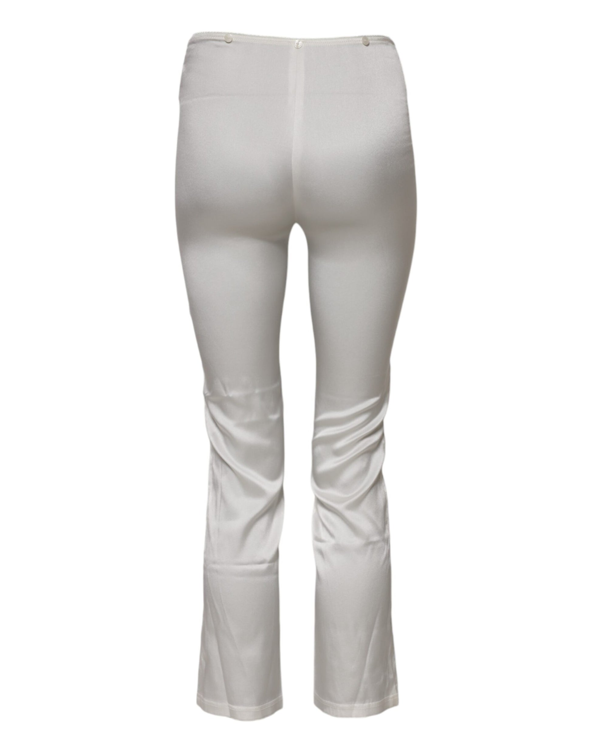Dolce & Gabbana Ivory Silk Tapered High Waist Pants - ClickThatClicks 