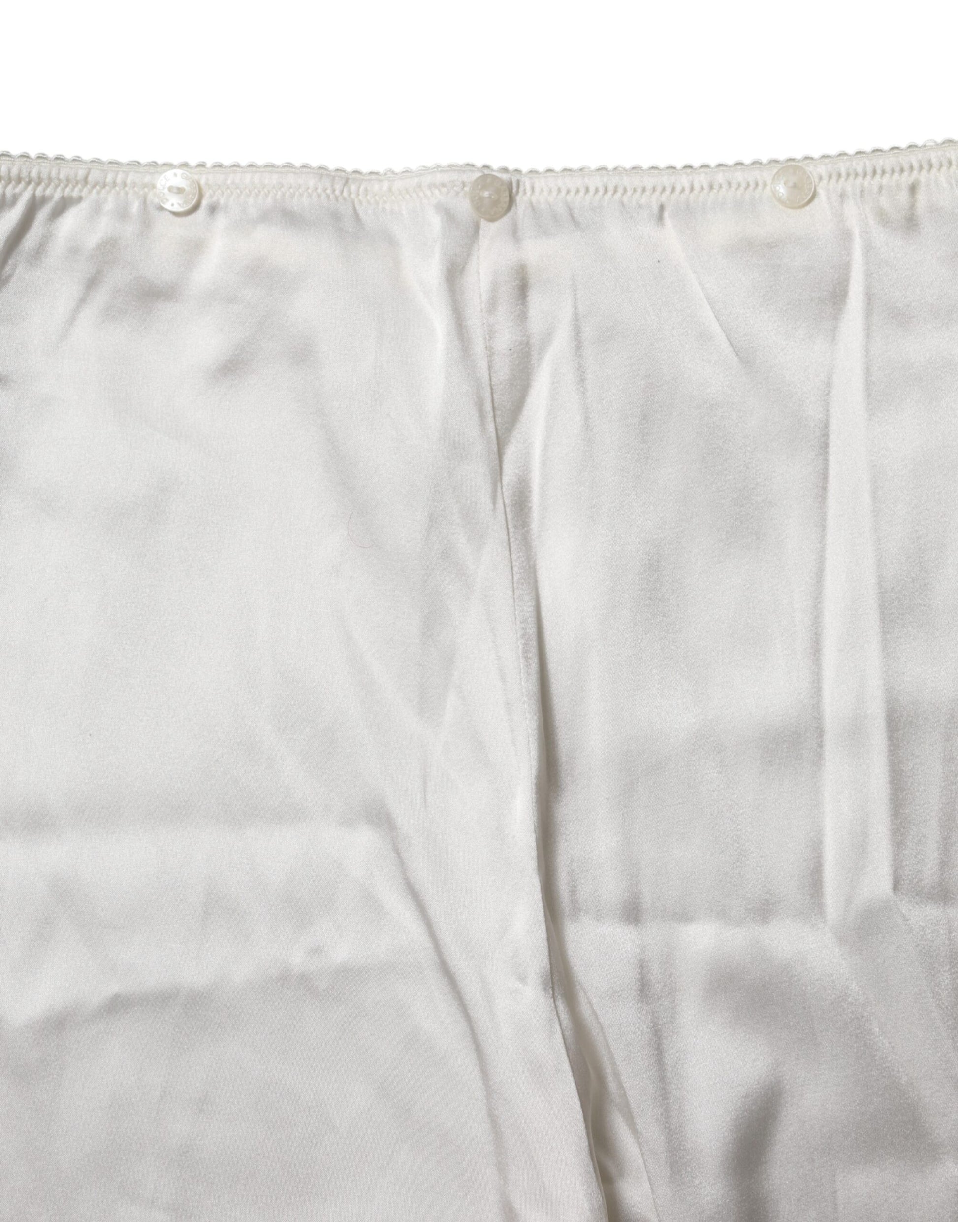 Dolce & Gabbana Ivory Silk Tapered High Waist Pants - ClickThatClicks 