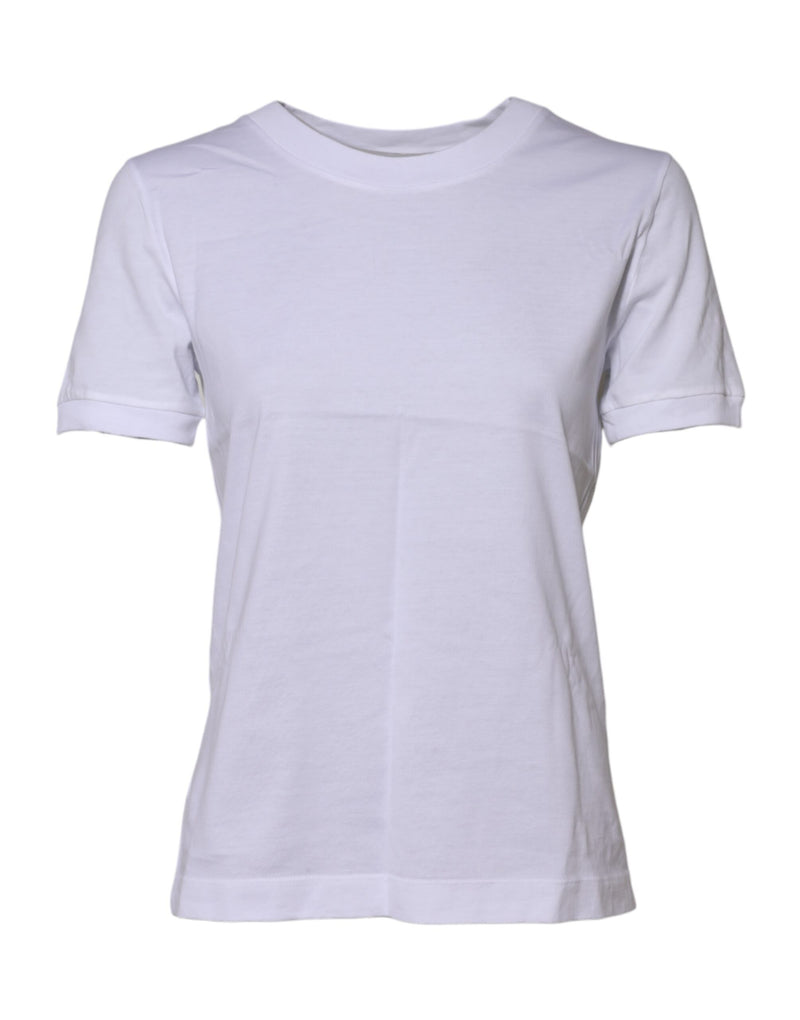 Dolce & Gabbana White Cotton Round Neck Short Sleeves T-shirt