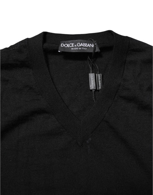 Dolce & Gabbana Dark Gray Embroidered Logo Pullover Sweater - ClickThatClicks 