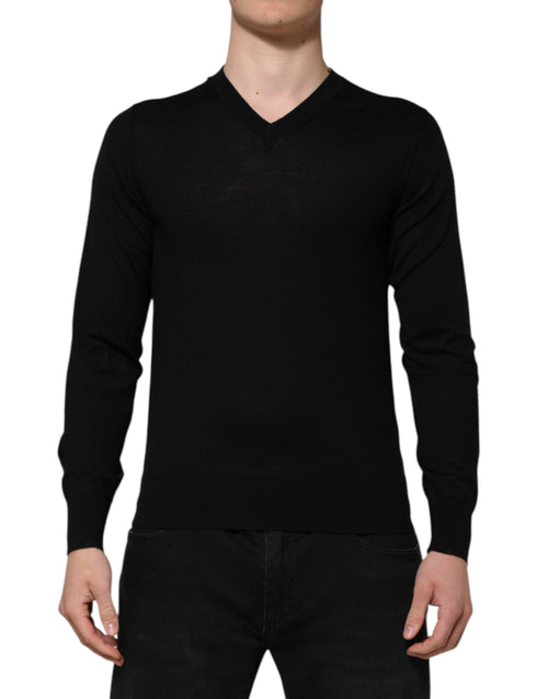 Dolce & Gabbana Dark Gray Embroidered Logo Pullover Sweater - ClickThatClicks 
