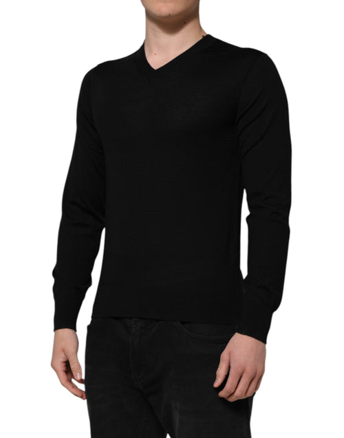 Dolce & Gabbana Dark Gray Embroidered Logo Pullover Sweater - ClickThatClicks 