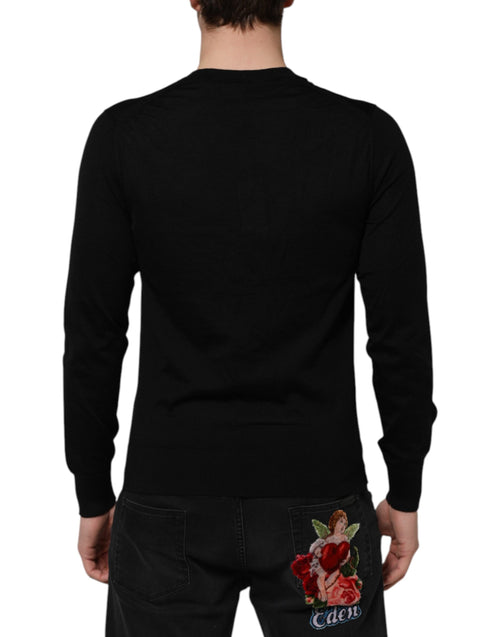 Dolce & Gabbana Dark Gray Embroidered Logo Pullover Sweater - ClickThatClicks 